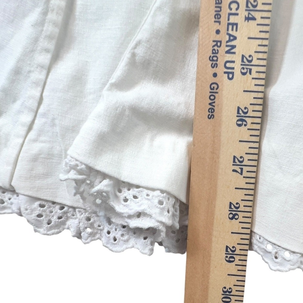 Intuitions Womens 12 White Linen Blend Maxi Skirt Eyelet Lace Trim Boho Fairy - Picture 11 of 13